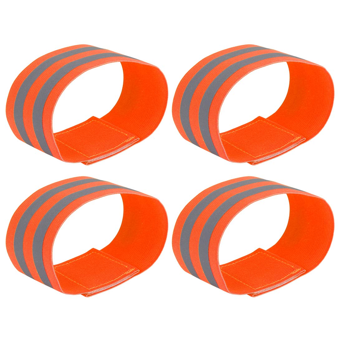 X AUTOHAUX 4pcs Reflective Bands for Arm Cycling Reflective Armbands Orange