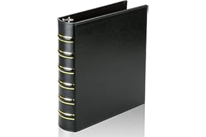 LETVPVOW Vintage Hardback 3 Ring Binder 1.5 Inch, Professional Leather Binder 3 Ring, Three Ring Binders Fits 8.5 x 11, D Rin