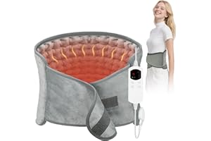 Heating Pad for Back & Period Cramps, 12"x24" Large Electric Heating Pad with 26" Waist Belt, 6 Heat Levels 4 Timers & Auto S