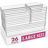 Criusia Large Drawer Organizer Bins 26 Pack | Complete 5 Size Clear Plastic Kitchen Drawer Organizers for Utensils | Bathroom