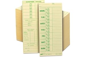 MOTIVATIONUSA Tops 1291 Time Cards,Monday-Sunday,Overtime,500/BX,3-1/2-Inch x8-1/2-Inch