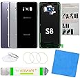 Galaxy S8 Back Cover Glass Replacement with Pre-Installed Camera Lens + All The Adhesive + Installation Manual + Repair Tools for Samsung Galaxy S8 SM-G950 All Carriers (Midnight Black)
