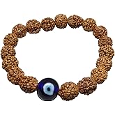 Arihant Gems & Jewels 5 Mukhi Rudraksha Pendant with Evil Eye Protection Bracelet, Original Certified Rudraksha for Men & Women, Spiritual Healing Jewelry Set