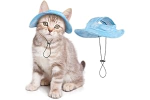 SETSBO Cat/Dog Hat for Cats Only with Adjustable String Pet Hat Small Pet for Small and Medium Cats Birthday Party Costume Decoration (Small, Blue)