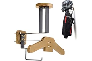 zackal Motorcycle Helmet Holder with Jacket Hanger, Tactical Gear Rack, Wall Mount, Solid Wood, Athletic Equipment Display and Organizer for Bike, Football, Skiing