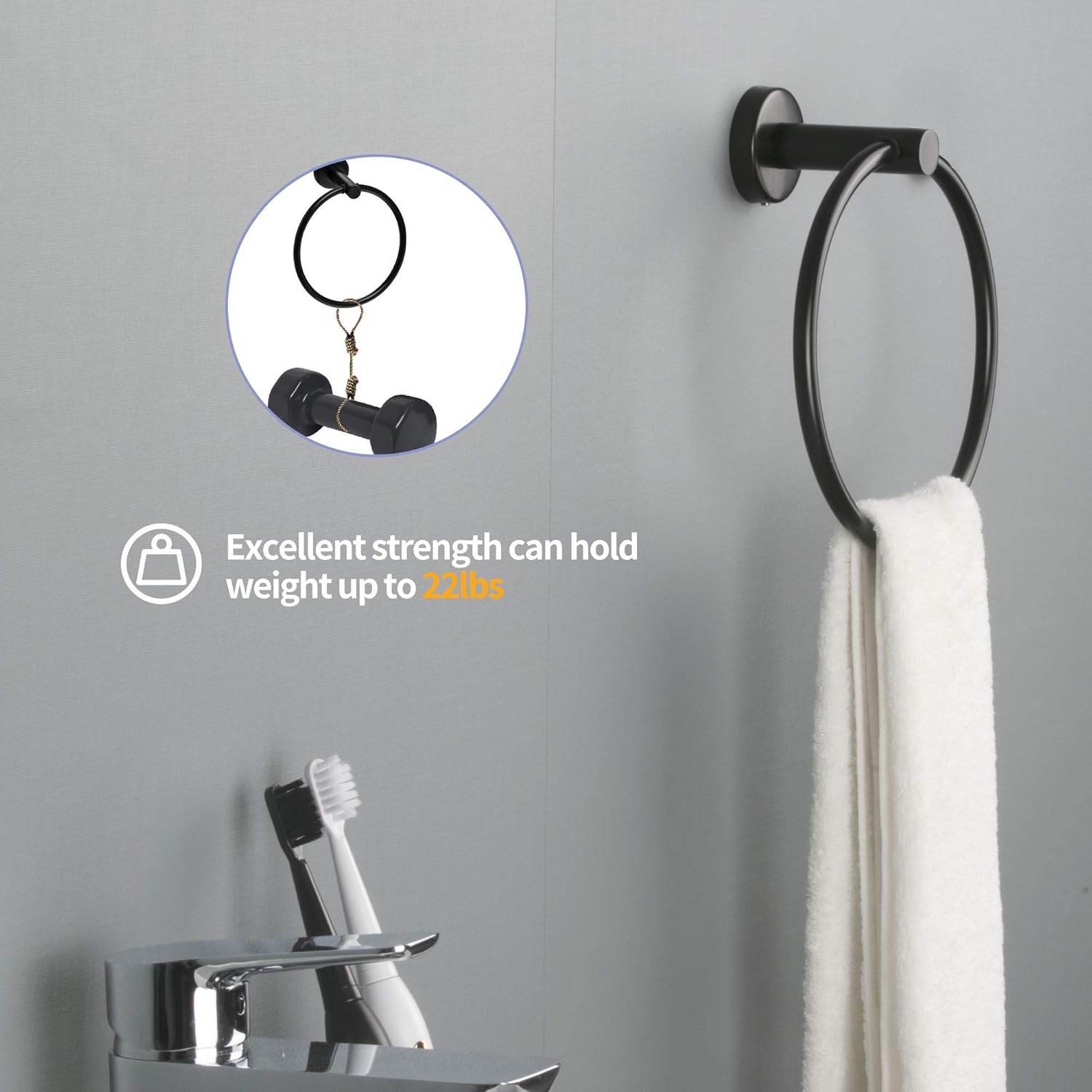 Bathroom Hardware Set, 6 Piece Stainless Steel Bathroom Towel Rack Set Wall Mount Towel Bar Set Include 18" 24" Hand Towel Bar, Toilet Paper Holder,Towel Ring, 2 Hooks: Kitchen & Dining