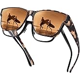 URUMQI Polarized Sunglasses Fit Over Glasses for Men Women, Oversized Square Shades UV400 Protection