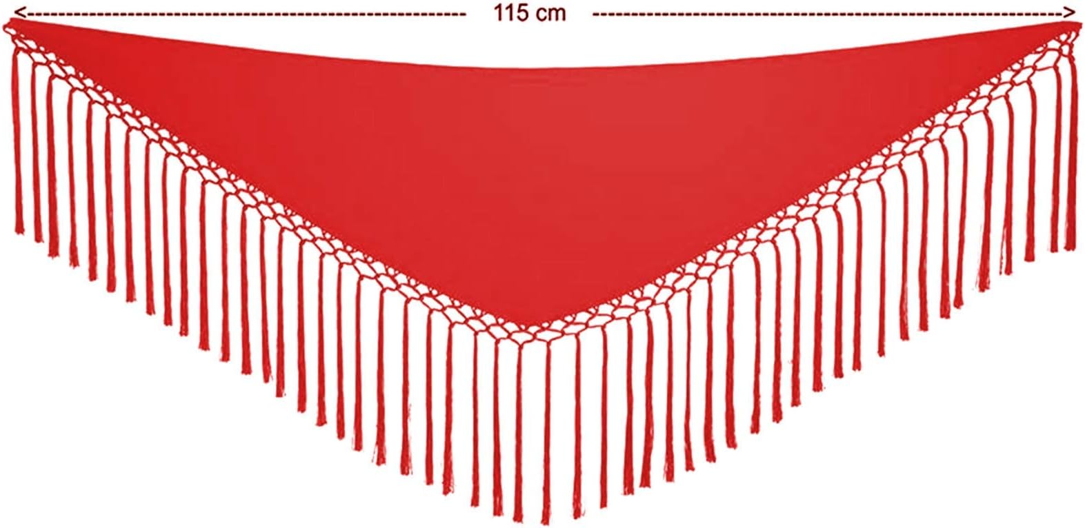 Dance Shawl for Woman Kids Teens Red with Silk Fringe Spanish Triangle Mantoncillo Spanish Pico