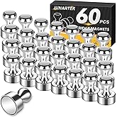 Junarter 60 Pack Magnetic Push Pins, Silver Strong Fridge Magnets, Whiteboard Magnets, Refrigerator Magnets Strong, Dry Erase Board Magnets for Fridge, Whiteboard, Office, Classroom, Kitchen, Map