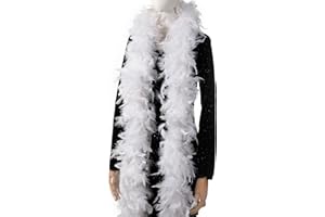 Larryhot 45g White Feather Boa - 2 Yards Turkey Boa Feathers for Party Bulk,Christmas,Wedding Centerpieces,Costume,Concert,Pet and Home Decoration(45g-White)