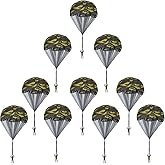 Catcan 10 Pcs Parachute Toy, Camo Parachute Men Toy Tangle Free Throwing Hand Throw Outdoor Flying Paratrooper Toy No Battery