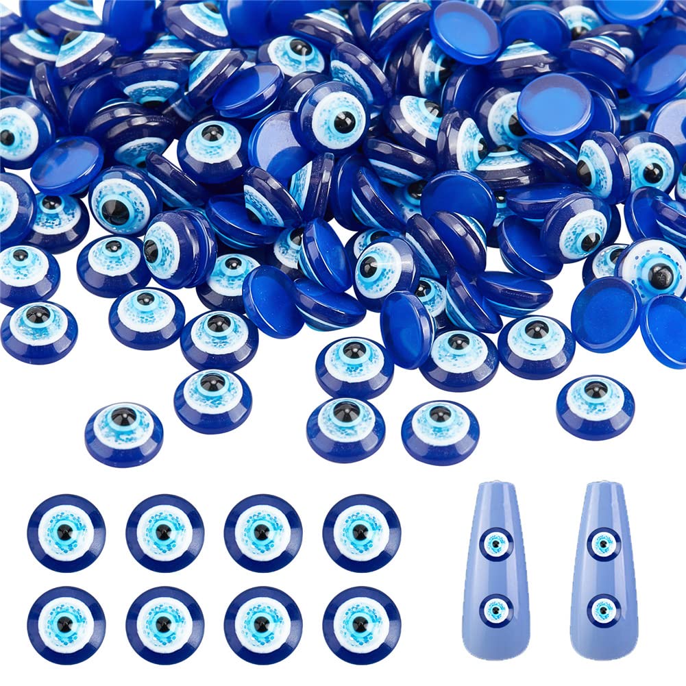 CRASPIRE Evil Eye Nail Charms 200pcs Resin Cabochons 6mm Blue Evil Eye Beads 3D Nail Art Charms Pendant Decorations Jewelry Accessories for DIY Crafting Jewelry Phone Case