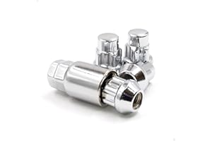 Wheel Accessories Parts M12 1.50 12x1.5 Thread Closed End Bulge 1.38" Long Locking Wheel Lug Nuts Lock Chrome Dual Hex Key 13/16" and 3/4" Fits Many Chevy Honda Toyota Passenger Vehicles