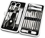 Jiaweixiang 18Pcs Manicure Pedicure Kit Stainless Steel with Leather Case