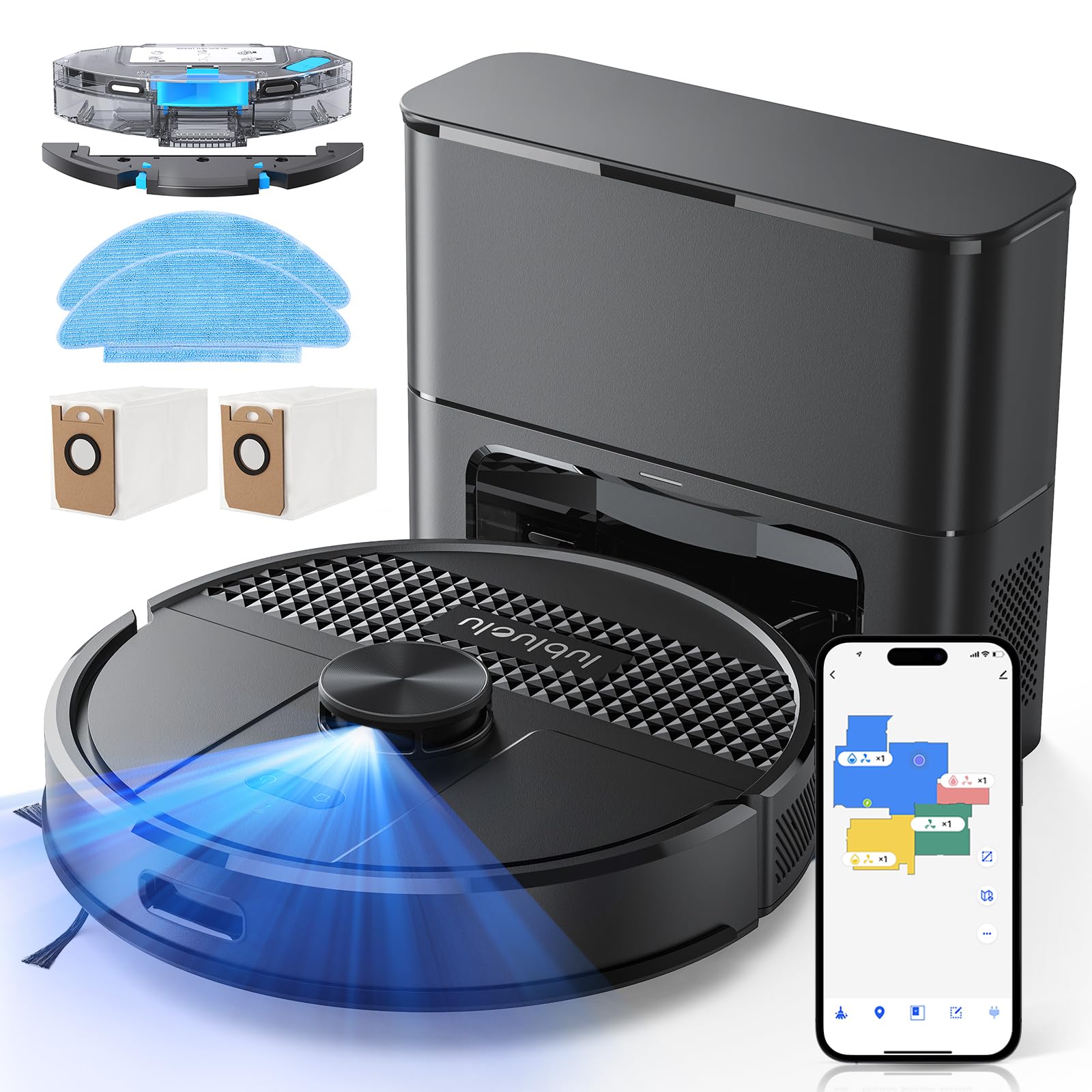 Photo 1 of **USED**Lubluelu Robot Vacuum and Mop Combo, 5500Pa Robot Vacuum Cleaner with LDS9.0 LiDAR Navigation, Self-Empties for 60 Days, No-Go Zones, WiFi/App/Alexa Control, Ideal for Hard Floors, Carpet (SL68 Plus)