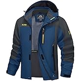 MAGCOMSEN Men's Hooded Windproof Water Resistant Rain Jacket Windbreaker 5 Pockets for Hiking,Fishing,Travel