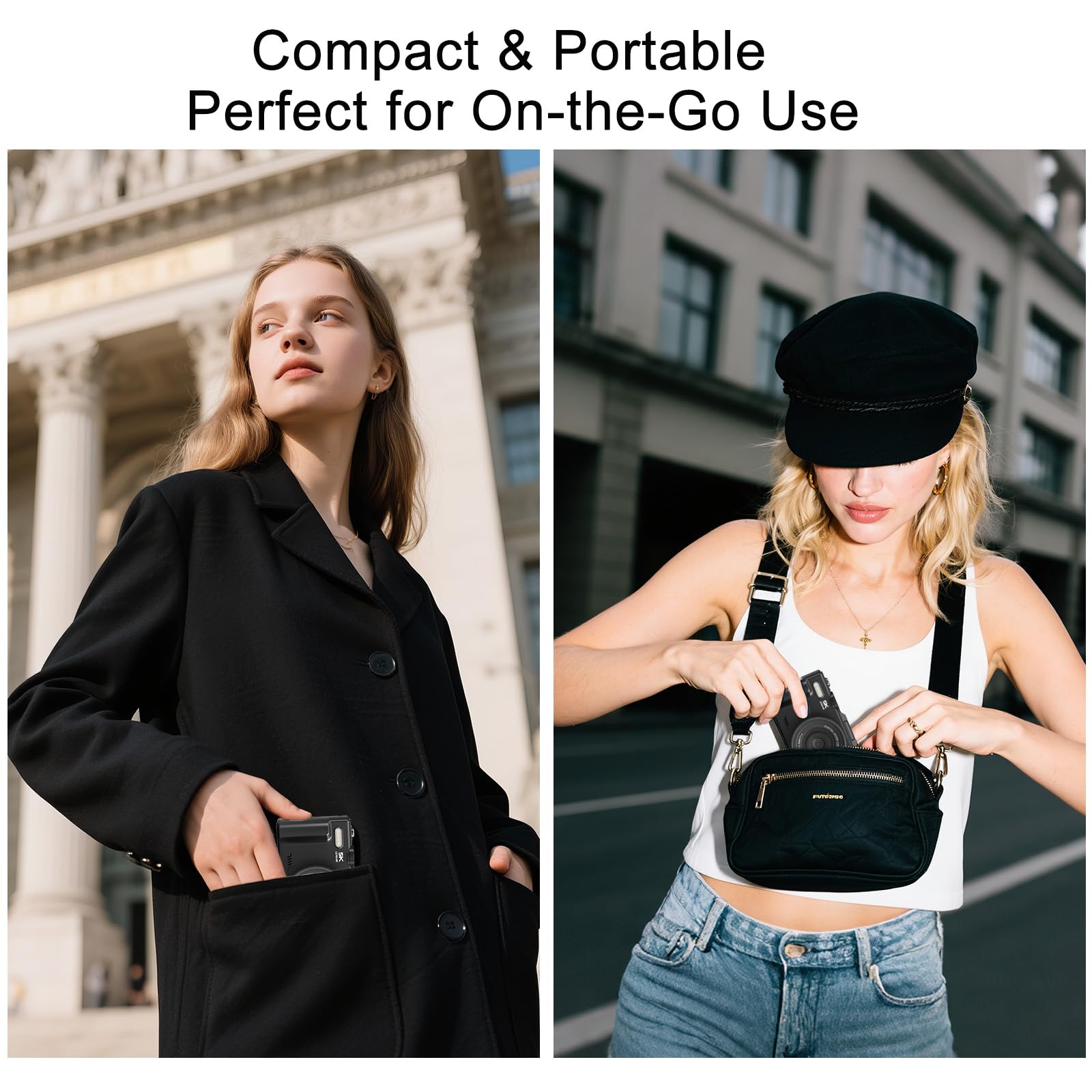 FLATIC Digital Camera, 5K 75MP Cameras for Photography with WiFi & 64GB TF Card, Autofoucs Vlogging Camera for YouTube with 180° Flip Screen, Compact Vlog Travel Camera Kit for Beginner, Teens (Black)