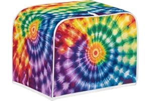ASQVTIFE 4 Slice Toaster Covers for Kitchen Rainbow Tie Dye Dust Covers for Kitchen Appliances Bread Machine Oven Dust Cover Top Handle Design Greasy Protection Anti Sputtering