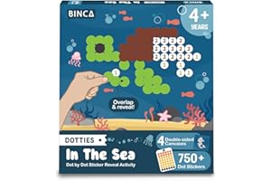BINCA Dotties Dot Art Activity Kit, 750+ Stickers, Underwater Animals Mess-Free Activities, DIY Dot Sticker Art for Toddlers, Kids Travel Activities, Craft Kits & Gifts for Boys & Girls Ages 4,5,6,7