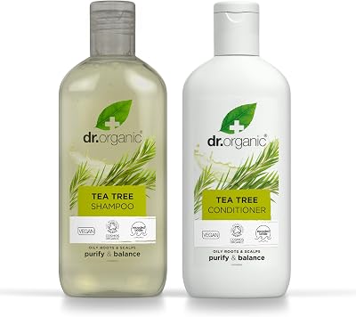 Dr Organic Tea Tree Shampoo & Conditioner Set 265ml Travel Bag