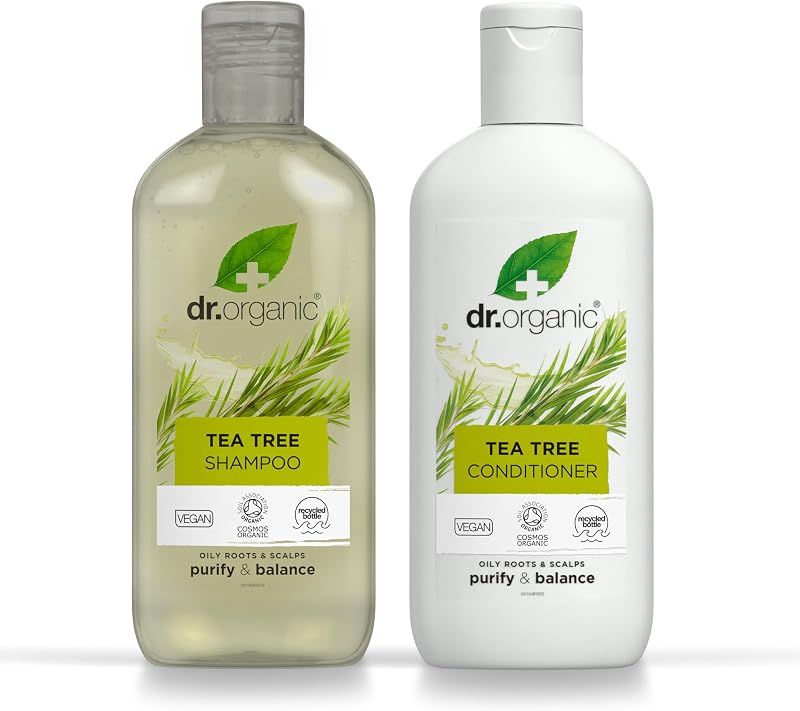 Dr Organic Tea Tree Shampoo & Conditioner Set 265ml Travel Bag