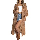 Bsubseach Women Mesh Cardigan Bikini Beach Kimono Open Front Swimsuit Cover Ups Swimwear