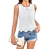 SweatyRocks Women's Eleyet Embroidered Sleeveless Blouse Round Neck Casual Summer Shirt Tops