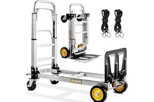 Upgraded Convertible Hand Truck Dolly, 3 in 1 Folding Hand Truck 440 lbs Capacity, Aluminum Utility Dolly Cart with Rubber Br