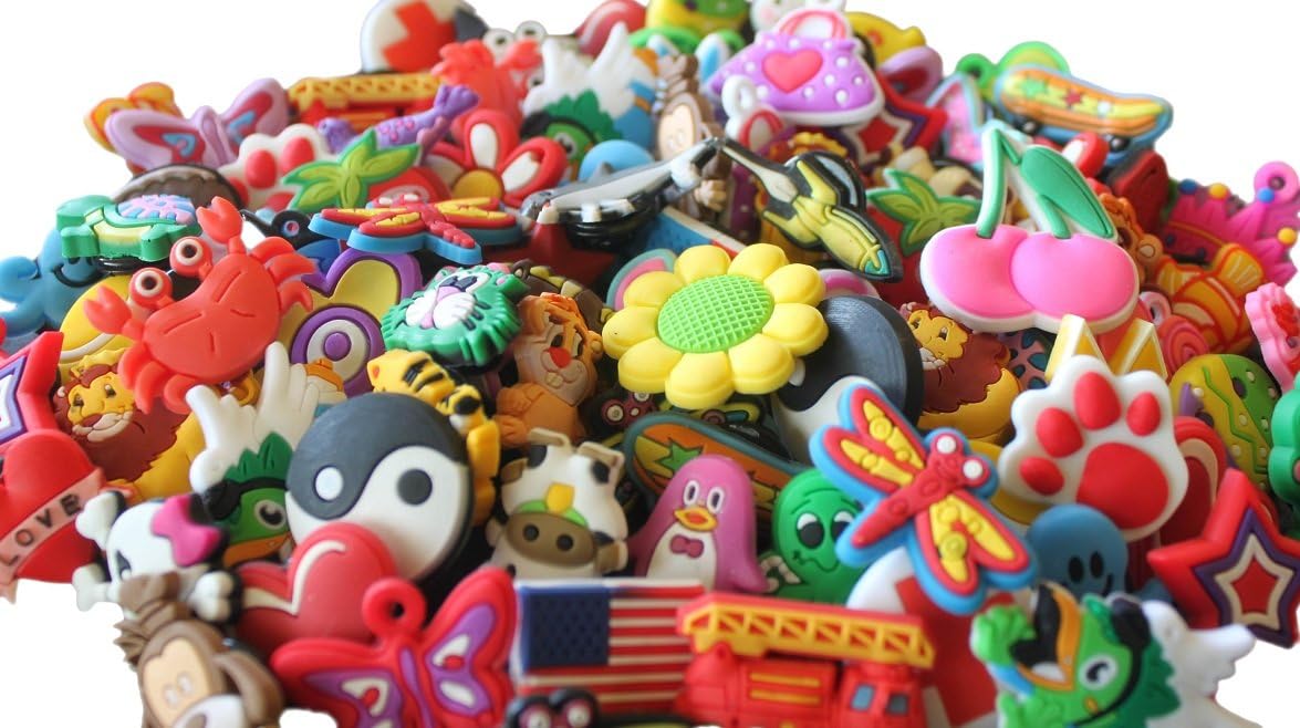 Shoe Charms Exclusive for Mottos Kids Flip Flops - Variety 10-pack Expressive Sandal Charms - 100% Guarantee - New Innovative Design Lets Kids Snap 'em In and Snap 'em Out of Their Flip Flops Easily By Themselves! Fun and Educational