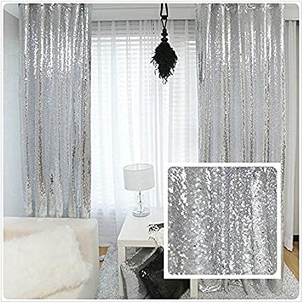 Amazon Com Trlyc 2x8ft Silver Sequin Curtain For Wedding Backdrop