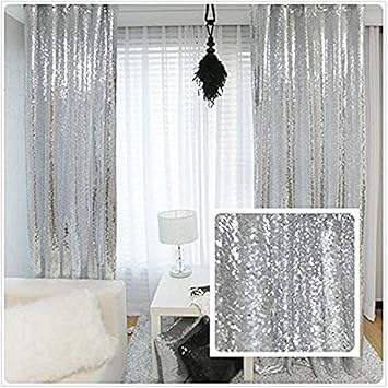 Amazon Com Trlyc 2x8ft Silver Sequin Curtain For Wedding Backdrop