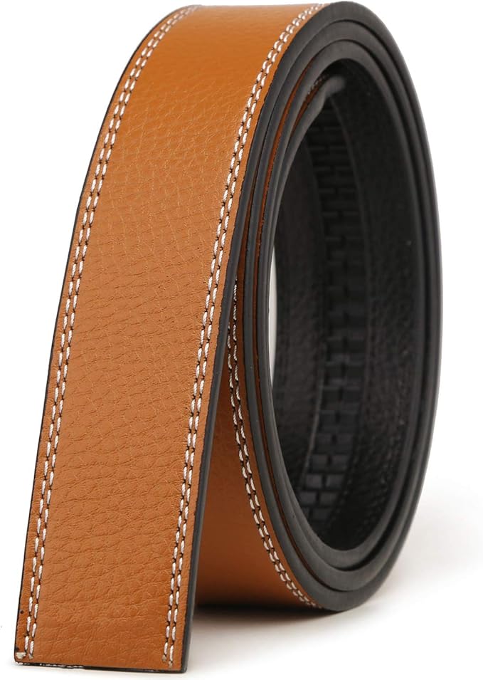 Mens Leather Ratchet Belt Strap Only 1 3/8\" Without Buckle,Replacement