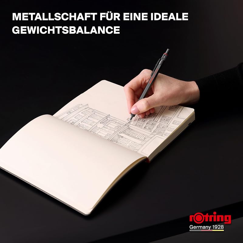 600 Druckbleistift | HB-Mine0,5 mm | Drehminenstift mit Vollmetallschaft | Steingrau | Rutschfestegerändelte Griffzone und Sechskantschaft