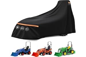 BIGACOVER Heavy Duty Tractor Cover Waterproof 600D Oxford – Fits John Deere, Kubota, Mahindra, New Holland, Massey Ferguson Compact Tractors – All Weather Protection with Storage Bag