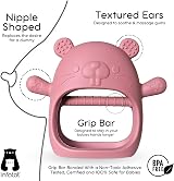 Infatot Chipmunk Teether Mitten Silicone Soothing Glove 0-6 Months Plum view 6