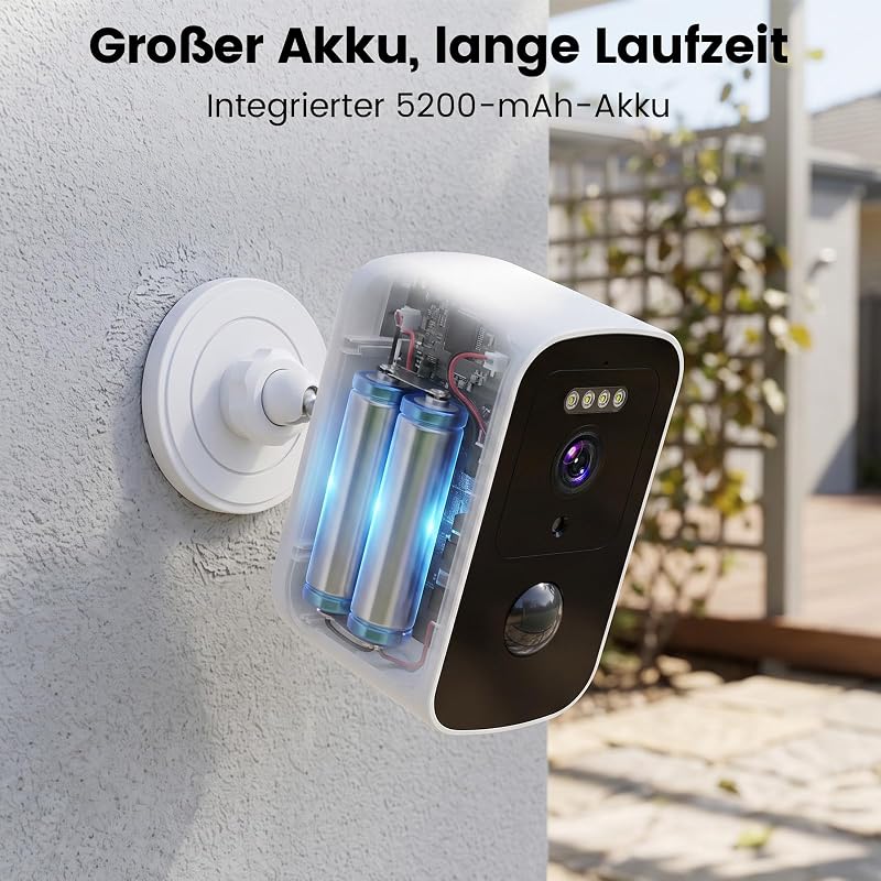 2K 3MP Überwachungskamera Aussen Akku-Kostenloser Cloud-Speicher,Magnetische Montage Überwachungskamera außen 5GHz&2,4GHz WLAN,Personen-/Bewegungserkennung,KI-gestützte verbesserte Farbnachtsicht