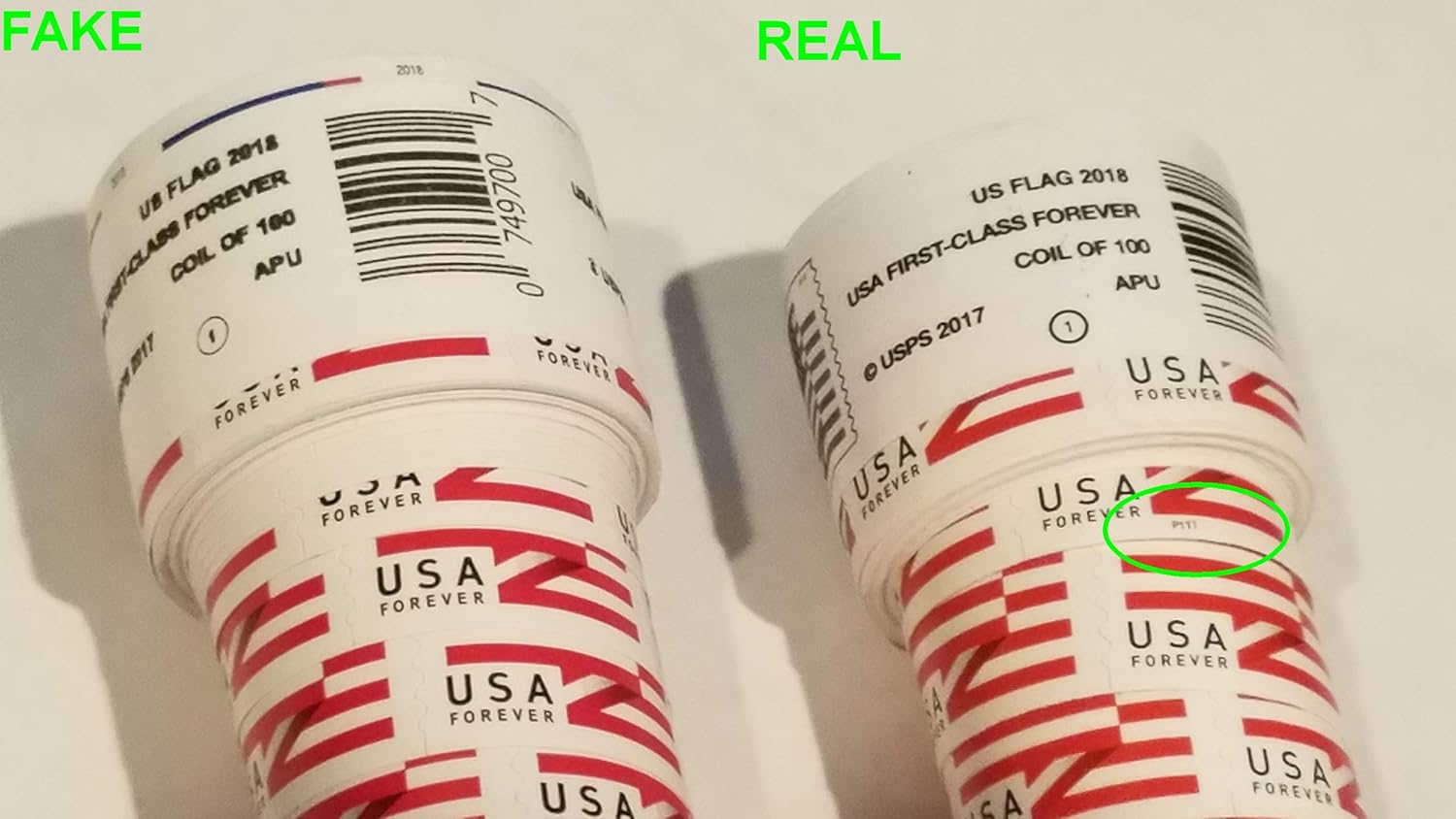 USPS Forever Stamps 2017 or 2018 Roll Coil of 100 US Flag