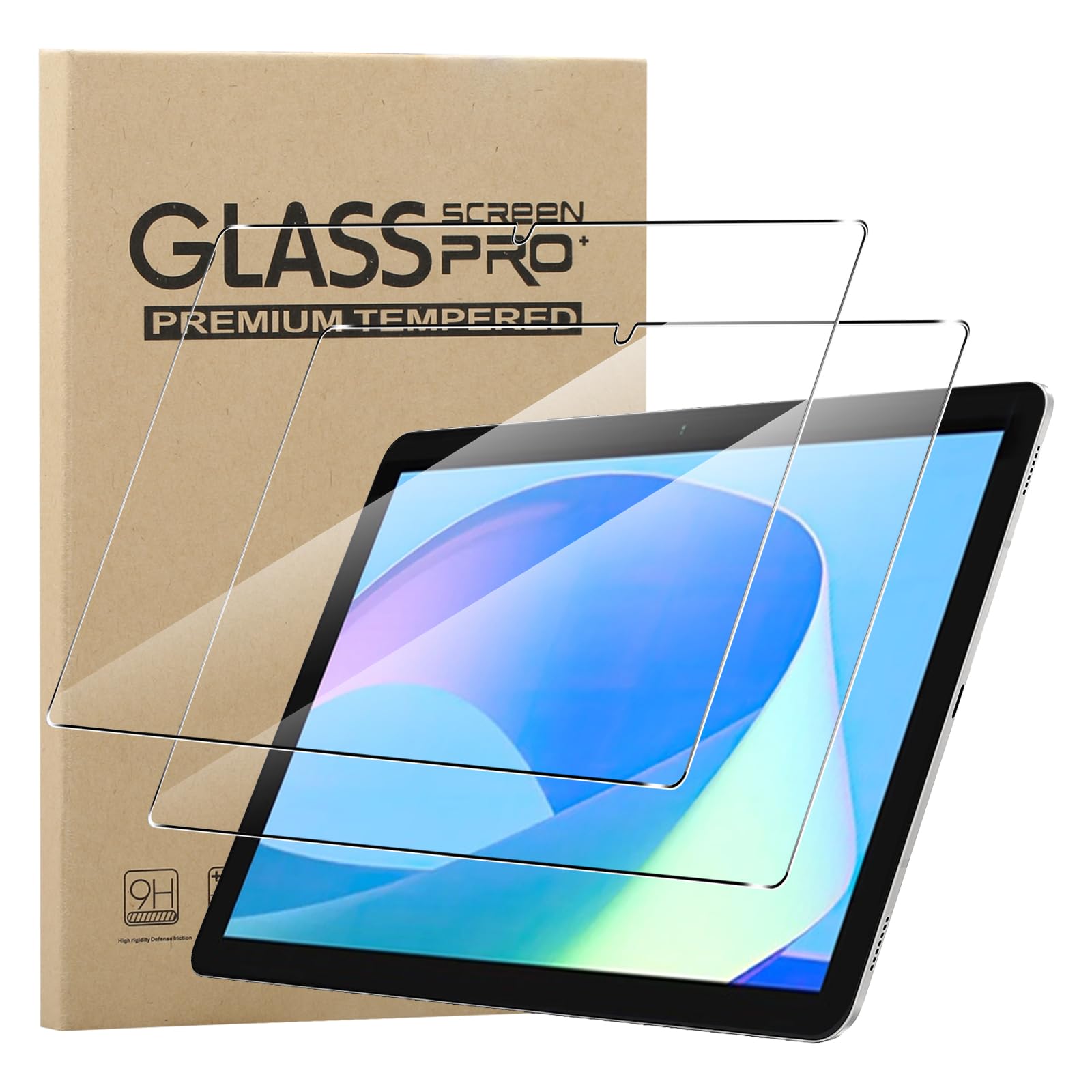 KZIOACSH Screen Protector for DOOGEE U10 Tablet/U9/U10 Pro 10 Inch,2 Pack HD Tempered Glass Screen Protector Cover High Hardness Anti-Scratch Anti-Fingerprint Touch Sensitive Protective Screen Film