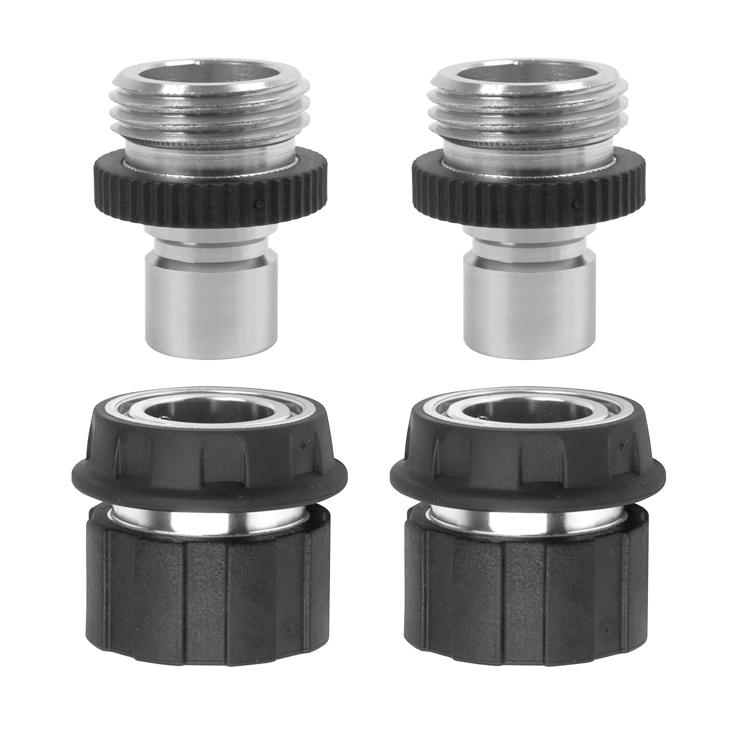 Eden 94269 Heavy Duty Metal Garden Hose Quick Connect with Water Stop Set, 4 pc