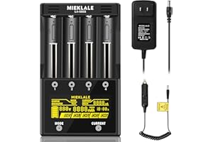 18650 Battery Charger, MIEKLALE 4-Bay Rechargeable Battery Charger with Smart LCD Display, Discharge & Testing Functions for Rechargeable Batteries AA AAA Ni-MH/Cd Li-ion 26650 21700 17500 RCA123A
