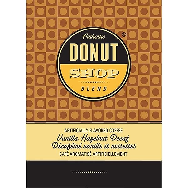 AUTHENTIC DONUT SHOP BLEND DECAF VANILLA HAZELNUT SINGLE SERVE CUPS FOR KEURIG K CUP BREWERS, 24 COUNT