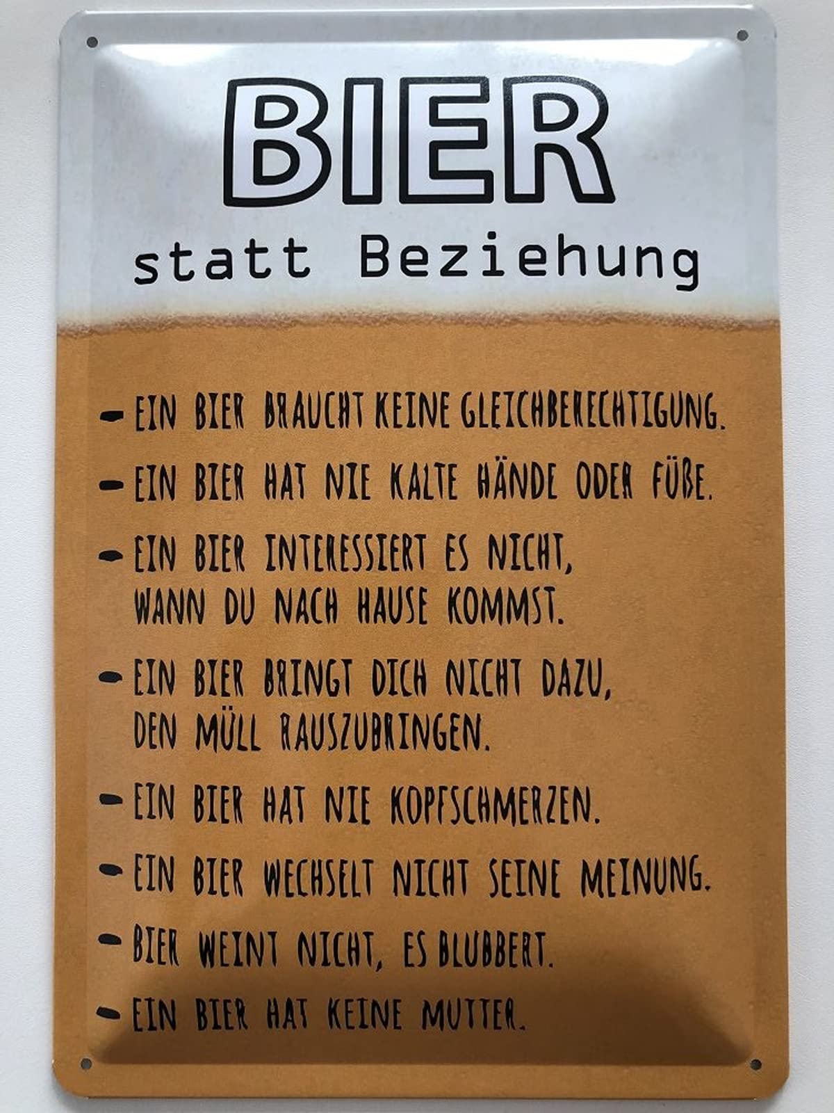 Tin Sign 20 x 30 cm Curved Beer instead of Relation Saying Funny Decorative Gift Sign Sayings