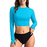 Soothfeel Rash Guard for Women Long Sleeve Crop UPF 50+ Sun Protection Swim Shirts Quick Dry Bathing Suits Swimsuit Tops Only