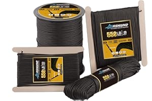 FISHLUND Paracord 550 lb, 7 Strand Type III Paracord Rope 100ft 4mm, High Strength Nylon Parachute Cord for Camping, Survival, Tactical and Hiking, Black