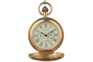 Dentily Vintage Copper Train London Design Hand Winding Mechanical Pocket Watch Mens Watches