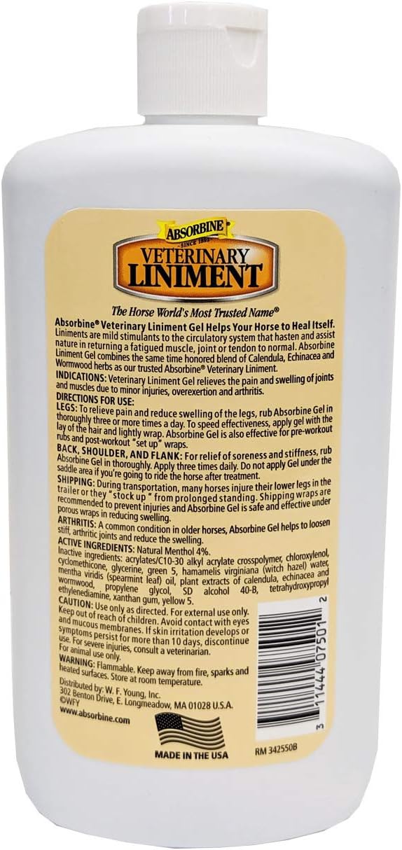 Absorbine Veterinary Liniment Topical Analgesic Sore Muscle and
