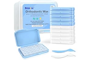 MELONSUN Braces Wax- Premium 50 Precut Dental Wax Strips 350+ Dots, Separate Cases, w/Storage Box & 2 Applicator Tools, Food-Grade Ortho Wax- Stick Better, 10 Pack (Unscented/Mint+ Aloe Vera+ Vitamin E)