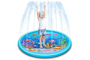SUNSHINE-MALL Kid Splash Sprinkler pad, Sprinkler for Kids, and Wading Pool for Learning – Children’s Sprinkler Pool, Inflatable Water Toys,Outdoor Swimming Pool for Kids(67 inch)