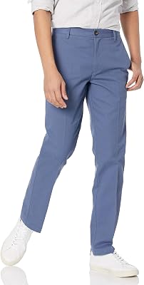 Pantalon Chino de Travail Ajusté à Devant Plat et Infroissable pour Homme, Indigo, 30W / 30L