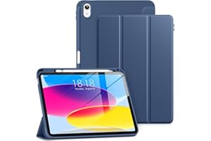 DTTO for iPad 10th Generation Case 10.9 Inch 2022, Slim Tri-fold Stand Soft TPU Back Protective Cover with Pencil Holder for iPad 10th Gen Case - Support Touch ID, Auto Sleep/Wake, Navy Blue